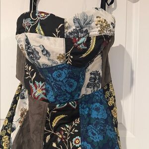 Anthropologie Floral Strapless Sweetheart Midi Dress